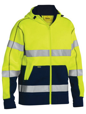 BISLEY WORKWEAR TAPED HI VIS FLEECE HOODIE  YELLOW L