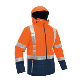 BISLEY WORKWEAR TAPED HI VIS PUFFER JACKET Medium ORANGE M