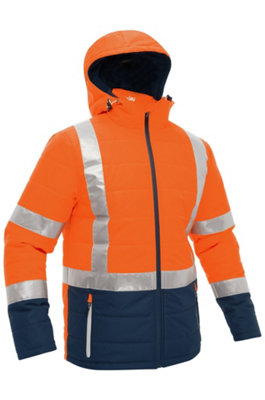 BISLEY WORKWEAR TAPED HI VIS PUFFER JACKET Medium ORANGE M