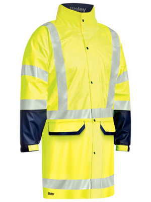 BISLEY WORKWEAR TAPED HI VIS RAIN COAT Large