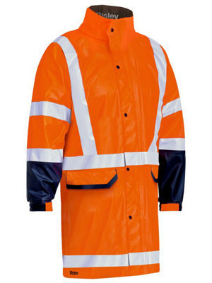 BISLEY WORKWEAR TAPED HI VIS RAIN COAT Large