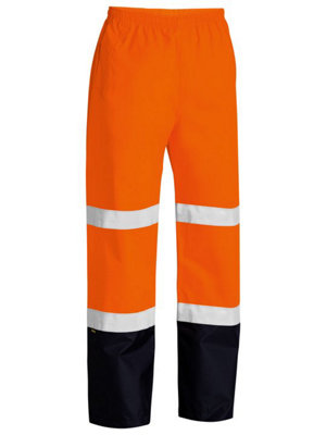 BISLEY WORKWEAR TAPED HI VIS RAIN SHELL TROUSER ORANGE XS