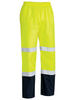 BISLEY WORKWEAR TAPED HI VIS RAIN SHELL TROUSER YELLOW 2XL