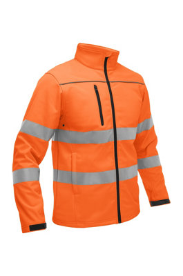 BISLEY WORKWEAR TAPED HI VIS SOFT SHELL JACKET WITH HOOD XXX large