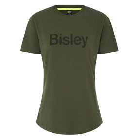 BISLEY WORKWEAR WOMEN'S COTTON LOGO TEE 18 ARMY GREEN 18