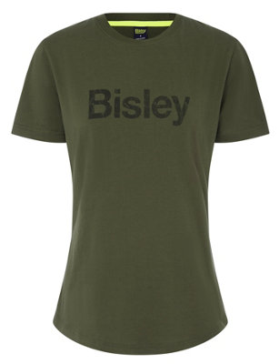 BISLEY WORKWEAR WOMEN'S COTTON LOGO TEE Large/X Large ARMY GREEN 12