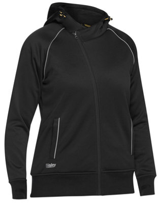 BISLEY WORKWEAR WOMEN'S FLEECE ZIP FRONT HOODIE WITH SHERPA LINING  BLACK 8