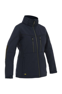 BISLEY WORKWEAR WOMEN'S FLX & MOVE HOODED SOFT SHELL JACKET  NAVY 12