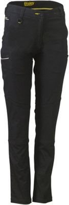 BISLEY WORKWEAR WOMENS MID RISE STRETCH COTTON TROUSER BLACK 12