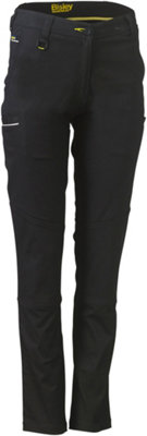 BISLEY WORKWEAR WOMENS MID RISE STRETCH COTTON TROUSER BLACK 8