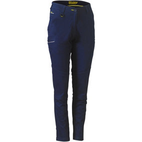 BISLEY WORKWEAR WOMENS MID RISE STRETCH COTTON TROUSER NAVY 12