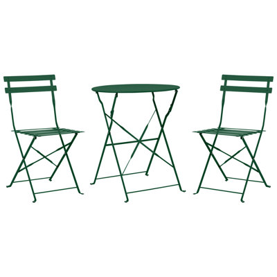Bistro Set Folding FIORI Metal Dark Green Green
