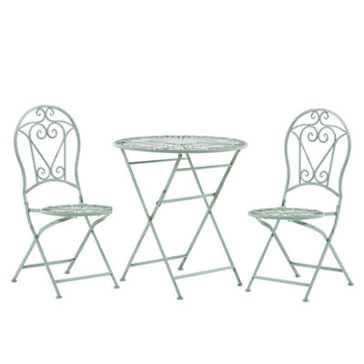 Bistro Set Folding TRENTO Metal Light Green