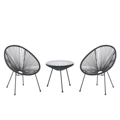 Bistro Set PE Rattan Black ACAPULCO II