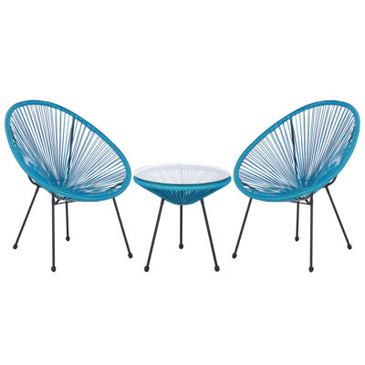 Bistro Set PE Rattan Blue ACAPULCO II