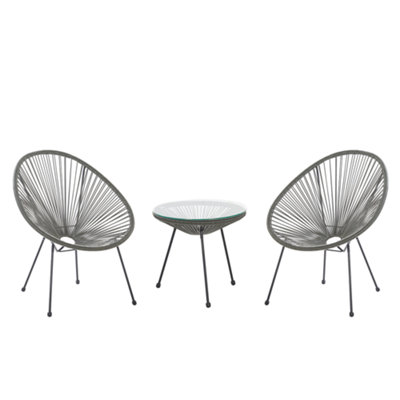 Bistro Set PE Rattan Dark Grey ACAPULCO II