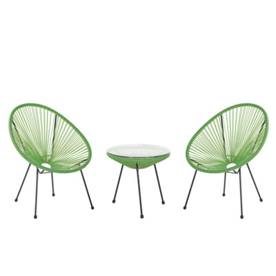 Bistro Set PE Rattan Green ACAPULCO II