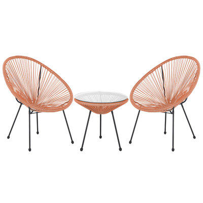 Bistro Set PE Rattan Orange ACAPULCO II