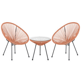 Bistro Set PE Rattan Orange ACAPULCO