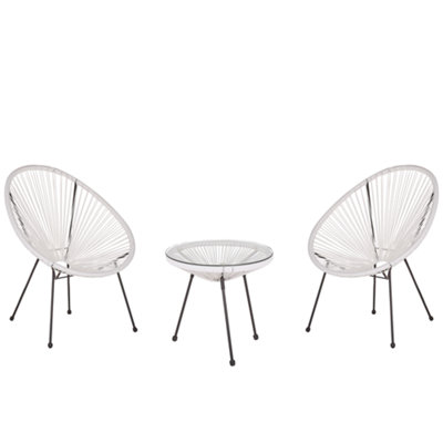 Bistro Set PE Rattan White ACAPULCO II