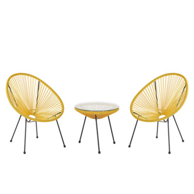 Bistro Set PE Rattan Yellow ACAPULCO II