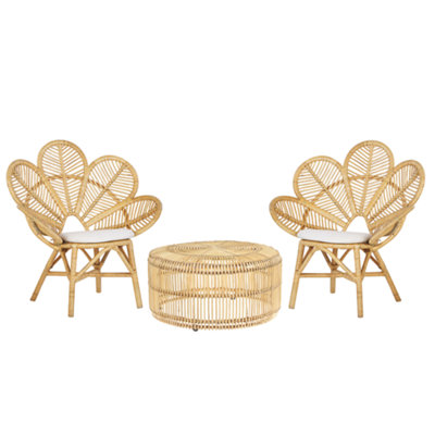 Bistro Set with Cushion Rattan Beige FLORENTINE / LIMNI