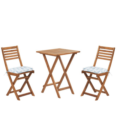 Bistro Set with Cushion Wood Blue FIJI