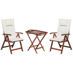 Bistro Set with Cushion Wood Off-White TOSCANA