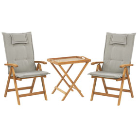 Bistro Set with Cushion Wood Taupe JAVA