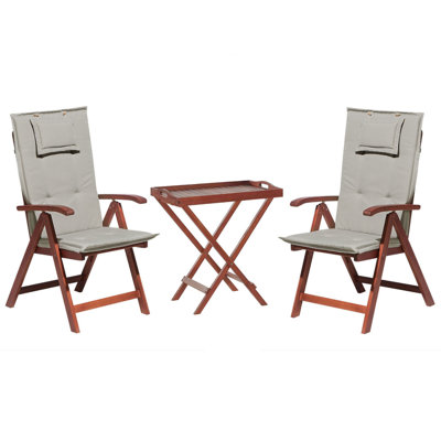 Bistro Set with Cushion Wood Taupe TOSCANA