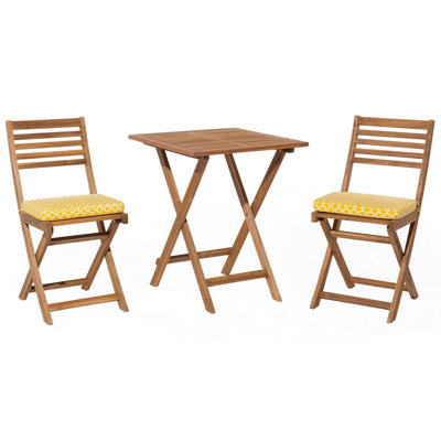 Bistro Set with Cushion Wood Yellow FIJI