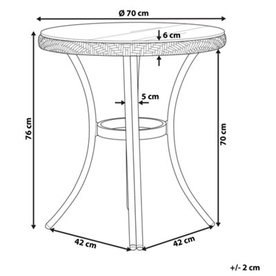 Bistro Table RIFREDDO 70 cm 70 cm Tempered Glass Black
