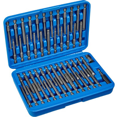 Bit Set - 51-piece, 49 long bits, 1 bit adaptor and 1 bit holder - blue