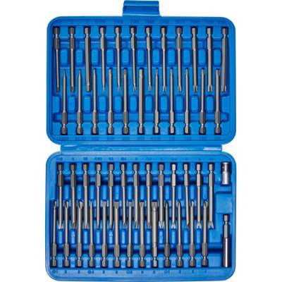 Bit Set - 51-piece, 49 long bits, 1 bit adaptor and 1 bit holder - blue