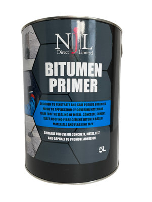 Bitumen Black Primer and sealer, felt, concrete, flashing tape 5L Njl ...
