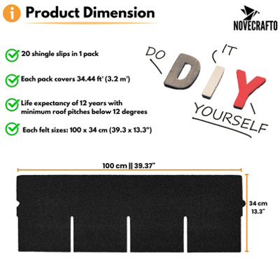 Bitumen Roof Felt Shingles, 20 pcs/34.44 ft² (3.2 sqm), Asphalt Roof Shingles - Weather Resistant Roofing Tiles - Graphite