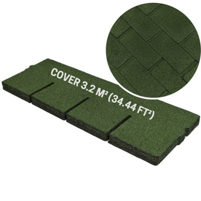 Bitumen Roof Felt Shingles, 20 pcs/34.44 ft² (3.2 sqm), Asphalt Roof Shingles - Weather Resistant Roofing Tiles - Green