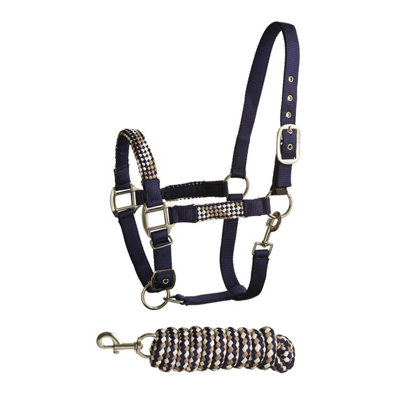 Bitz Two Tone Horse Headcollar and Leadrope Set Navy/Taupe (Pony) Price Comparisons | Compare The Build