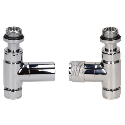 BiWorld Chrome Knurled Straight Heated Towel Rail Radiator Valves ...