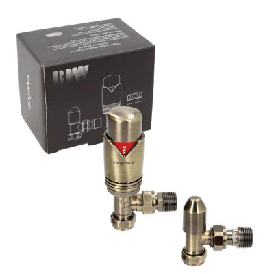 BiWorld Elegance Luxury TRV Thermostatic Antique Brass Angled Radiator Valves