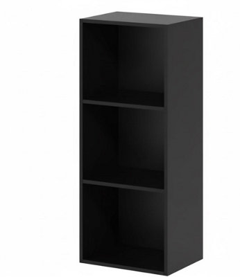 Biznest 3-Tier Wooden Bookcase Shelf Unit Open Luder Cube Home Decor Floor Standing Storage Living Room Furniture Oak 80x30.5x24Cm