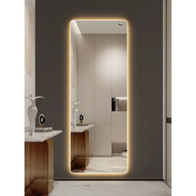 BIZNEST 40X110cm LED Round Corner Illuminated Bathroom Wall Mirror 3 Color Light Touch Switch (SingleDEZ195)