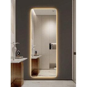 Biznest 40X110Cm LED Round Corner Lighted Bathroom Wall Mirror 3 Color Light Touch Switch (Double LED DEZ196)