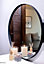 Biznest 50Cm Large Round Black Wall Mounted Mirror Aluminium Frame Bathroom Mirror