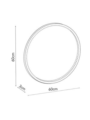 Biznest Classic Round Wall Mounted Mirror Ribbed Bordered Green Finish Wooden Frame Circular Design Glass Construction 60 Cm Dia .
