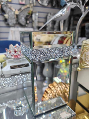 Biznest Crystal Silver Square Crushed Jewel Diamond Filled Glass Flower ...
