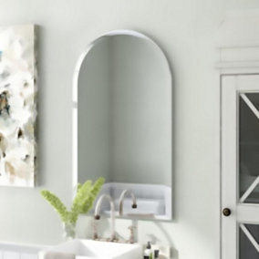 Biznest Frameless Arched Wall Mounted Mirror For Living Room, Bedroom, Bathroom, Home Decor (Round Top) (40x60 cm)