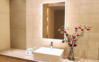 BIZNEST Hd Quality Led Bathroom Mirror Lights Touch Switch Sensor Demister Pad Mirrors Border Lighting (70x50Cm)