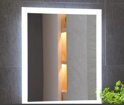 BIZNEST Hd Quality Led Bathroom Mirror Lights Touch Switch Sensor Demister Pad Mirrors Border Lighting (70x50Cm)