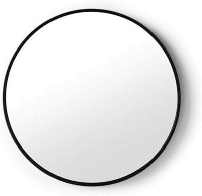 Biznest Large 60cm Large Round Black Wall Mounted Mirror Aluminium Frame Bathroom Living Room